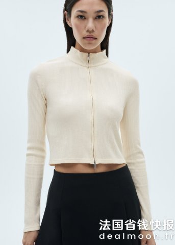 拉链高领开衫毛衣