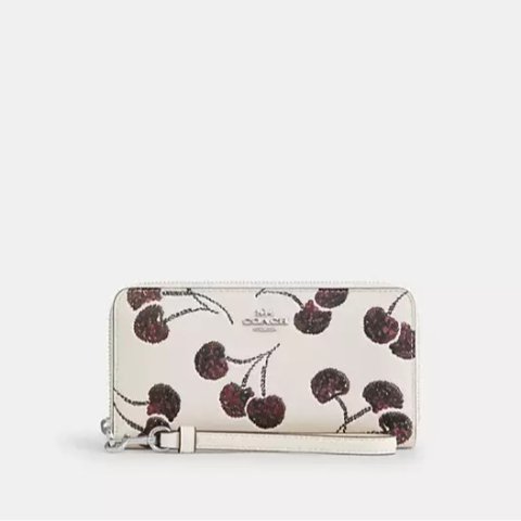 CoachLong Zip Around Wallet Cherry Print