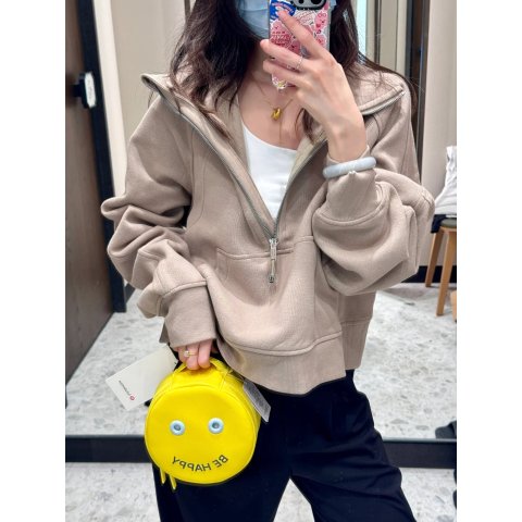 Scuba半拉链卫衣浅咖色