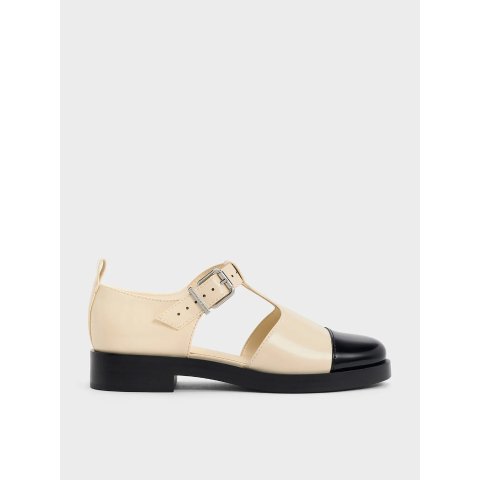 Charles & KeithCharly Two-Tone T-Bar Sandals Beige