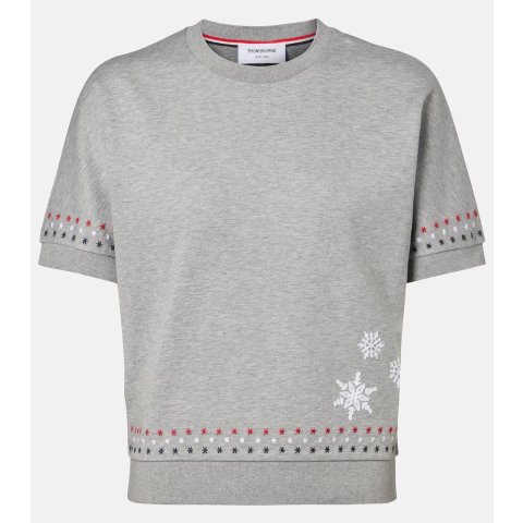 Thom BrowneEmbroidered Cotton Jersey T-shirt