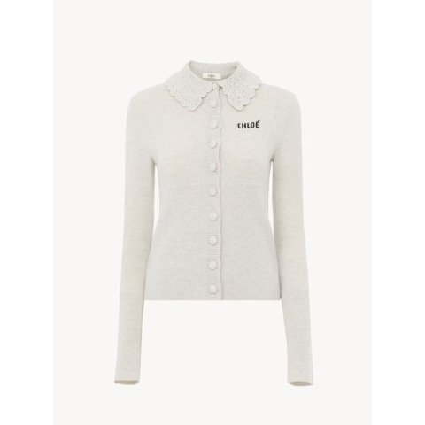 ChloeLogo Embroidered Knitted Cardigan