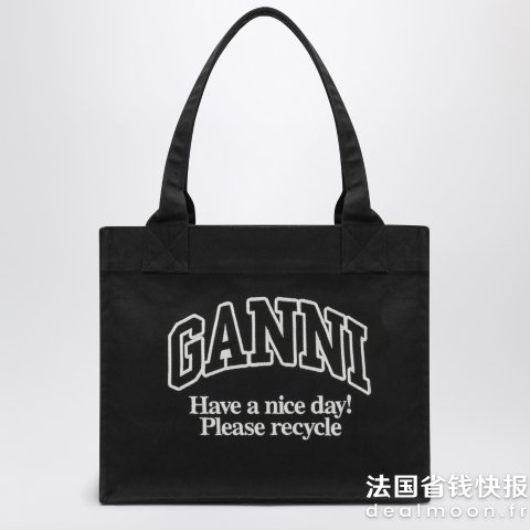 Ganni黑色帆布大托特包