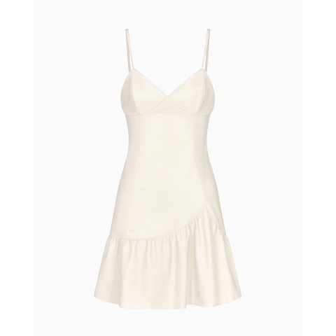 Armani Exchange ASV Faux Leather Short Dress with Ruffles