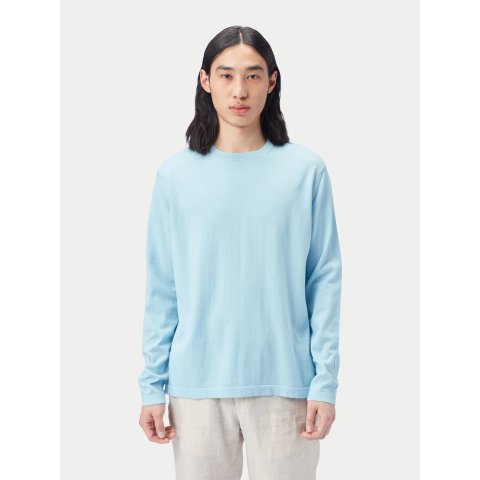 棉丝羊绒混纺圆领毛衣