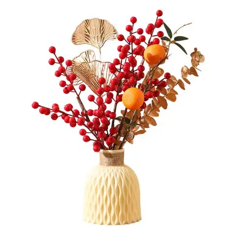 春节仿真红果桌面盆景
