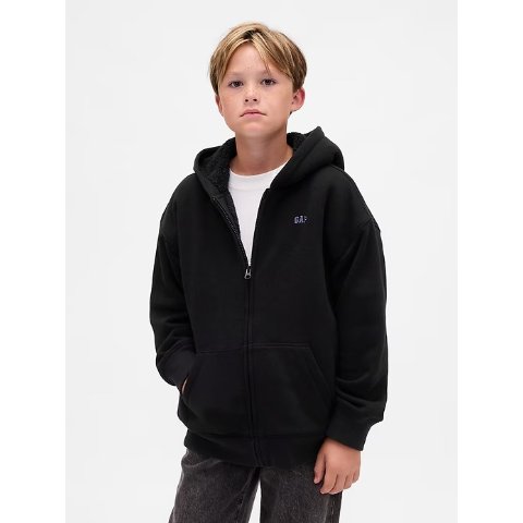 大童连帽拉链加绒卫衣