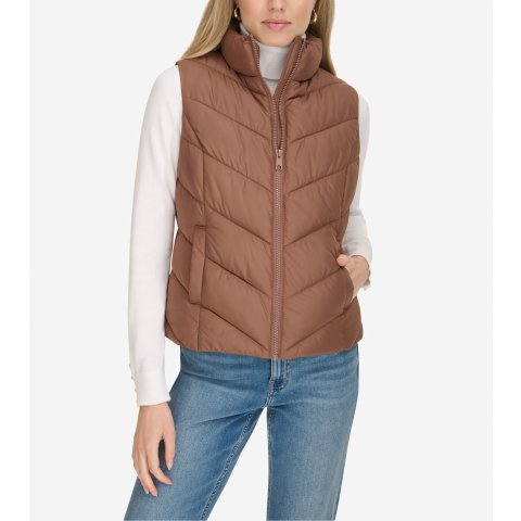 Chevron Zip Front Vest Women