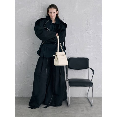 Charles & KeithBryna Belted Bucket Bag Cream