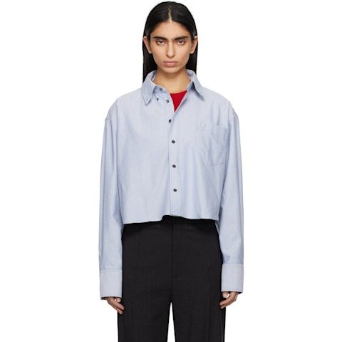 Blue Cotton Button-Down 衬衫