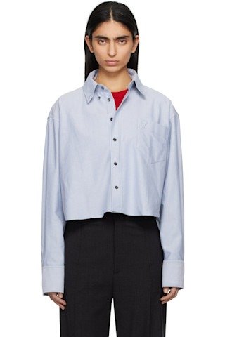 Blue Cotton Button-Down 衬衫