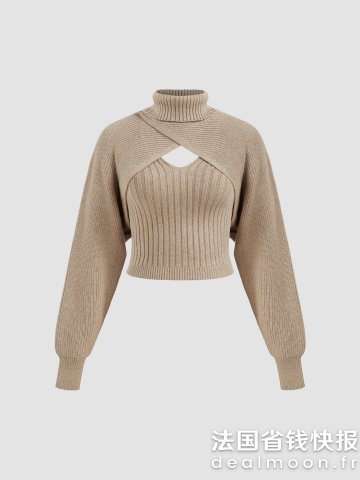 Knit 高领裹身披肩吊带衫