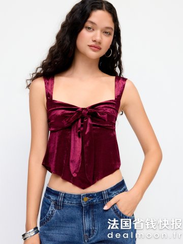 Velvet 心形领结饰吊带上衣