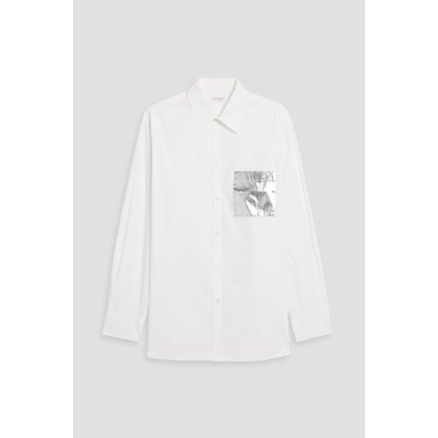 ValentinoMetallic Leather Paneled Cotton Shirt