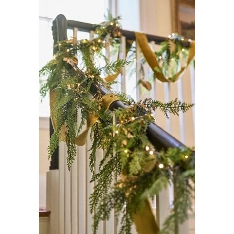 AnthropologieFaux Cedar Garland Evergreen 6ft