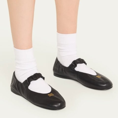 Miu MiuGet $300 Gift Card,Spend$2000 Get $600 Gift CardLeather Ballerina Flats