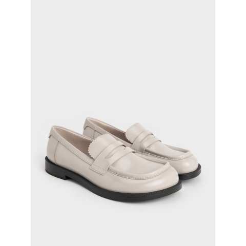 Charles & KeithAsymmetric Penny Loafers Grey