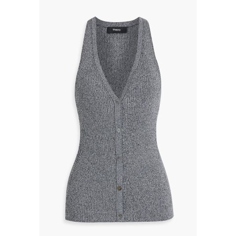 TheoryRibbed cotton-blend top