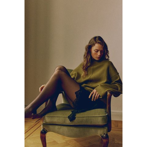 H&M完全不输大牌的质感 toteme平替装饰缝线 橄榄色针织