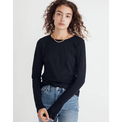MadewellWhisper Cotton Rib-Crewneck Long-Sleeve Tee