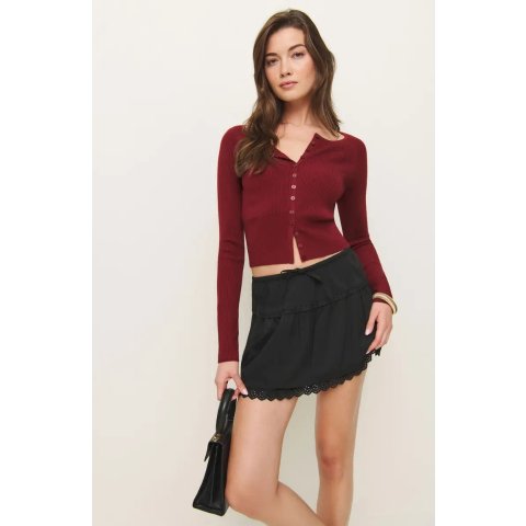 ReformationTavia Organic Cotton Eyelet Miniskirt