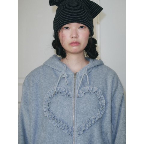 FRILL HEART Hoodie Light Grey