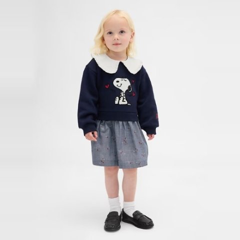 2.1折起！大童休闲裤$11.5Gap 儿童过年新衣 | 封面Snoopy裙$18