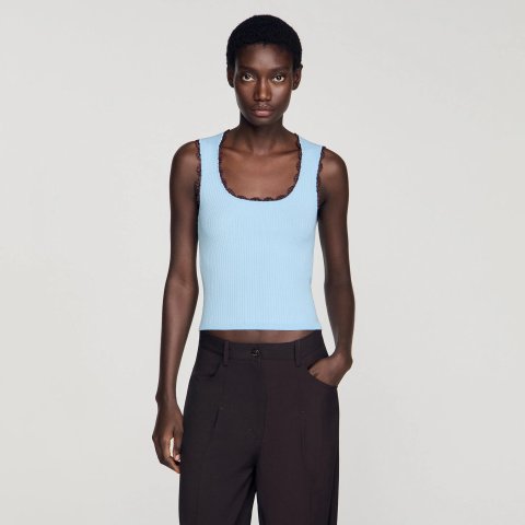 SandroCrochet Detail Knit Top