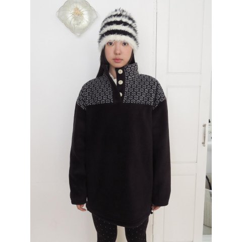 Flower Child Fleece Casual Jacket Black