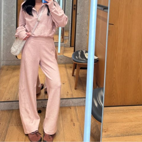 Scuba Waffle宽腿裤 中腰