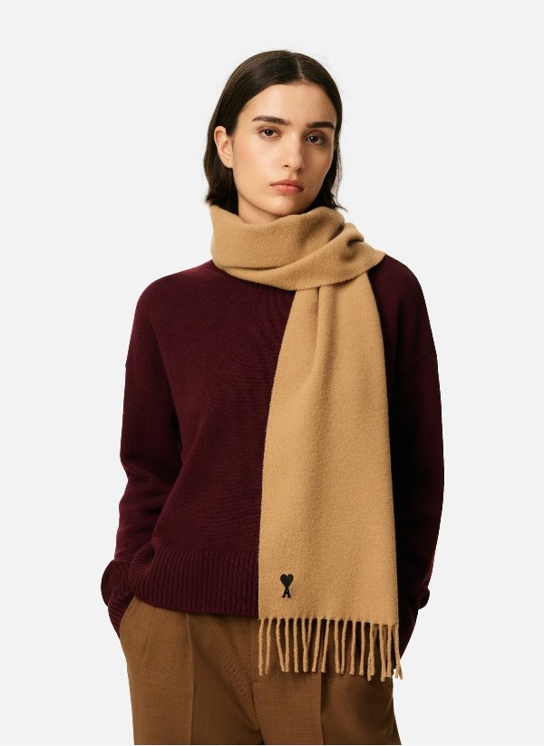 羊毛爱心围巾 棕色