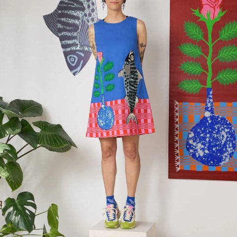 Gone Fishing 印花连衣裙