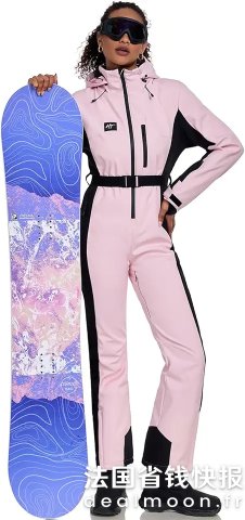 HOTIAN 女士连体加厚滑雪服 防水连帽