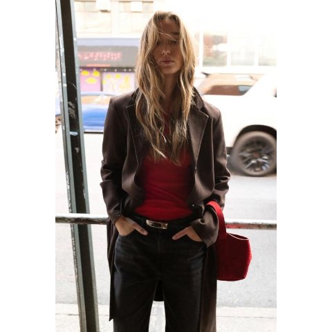 ZaraFaux Suede 长款外套