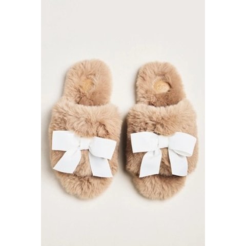 MaeveFaux Fur Bow Slippers