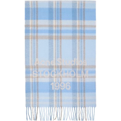 Blue 格纹围巾 宽版