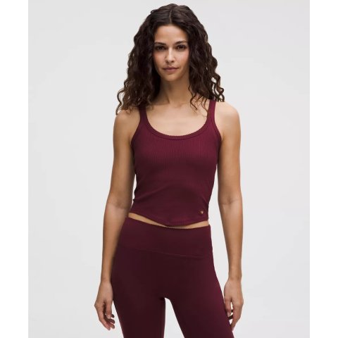 情人节限定 罗纹短款背心 心形