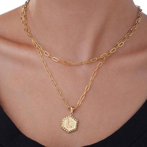 Initial 字母吊坠项链 简约