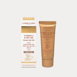 L ERBOLARIO自带SPF-15 有效k老+紧致肌肤 24K金维C面霜 滋润版