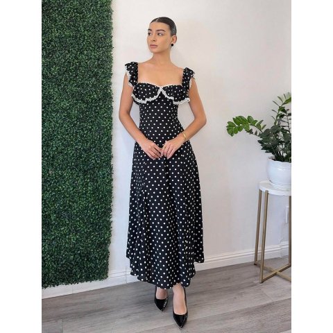 Andrea Bello 波点蕾丝连衣裙