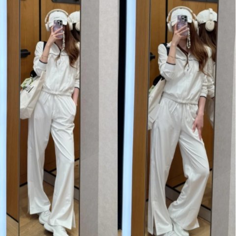 lululemon Court Rival 阔腿裤 白色微喇显比例