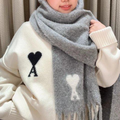 羊驼毛围巾 灰色