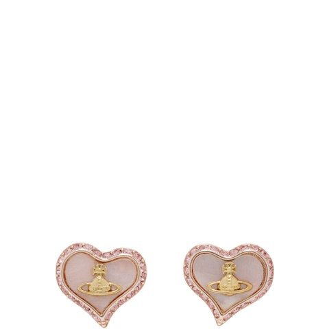 Vivienne WestwoodGold & Pink Petra 粉珐琅爱心耳钉