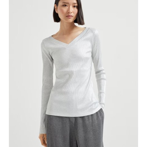 Brunello Cucinelli Monili Long-Sleeve T-Shirt Stretch Cotton