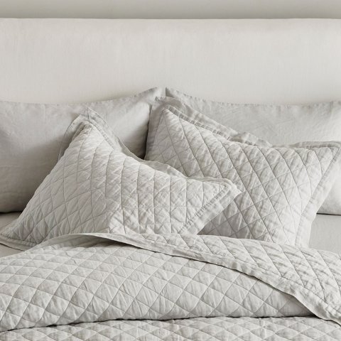 Pottery BarnBelgian Flax Linen Diamond Quilted Sham