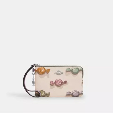CoachCandy Print Corner Zip Wristlet