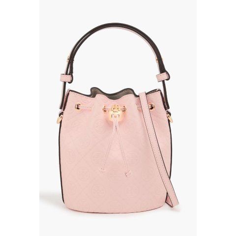 Tory BurchT Monogram 迷你压花皮桶包