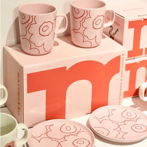 Marimekko25年的早春新款！2个杯子+2个碟子OIVA 陶瓷餐具套装 