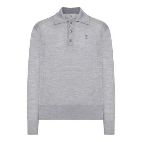 Ami ParisAmi De Coeur Polo Shirt Extrafine Wool Silk