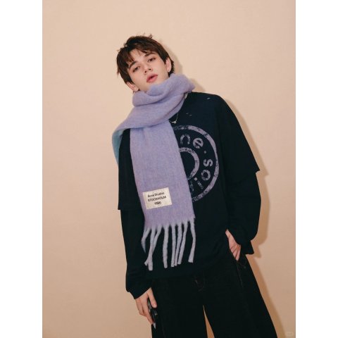 Logo 假两件T恤 庆怜同款淡紫色